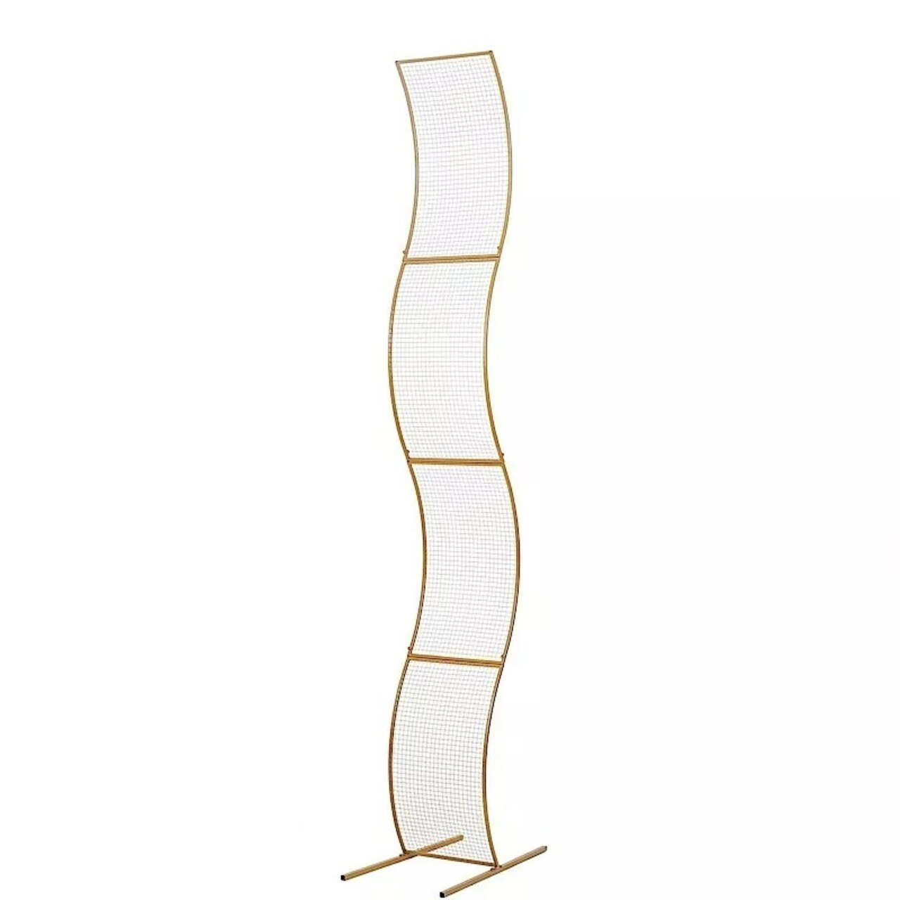 7 ft Gold Wavy Grid Metal Floral Display Frame Arch Backdrop Stand Party Events